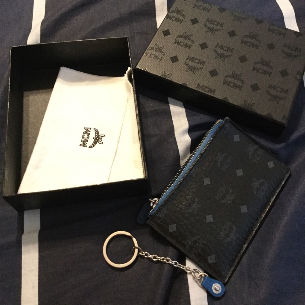 MCM Black Visetos Key Pouch